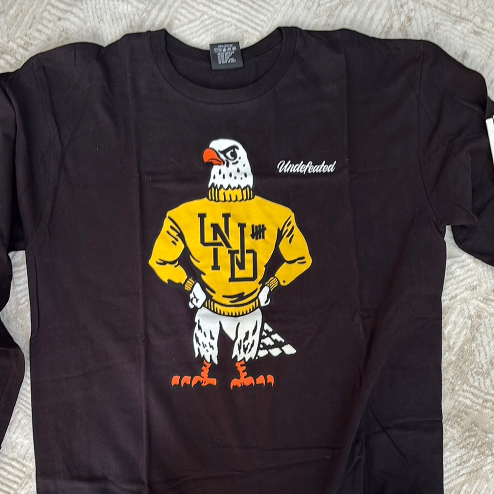 Undefeated Black and Yellow Long Sleeve Tee with Eagle Graphic